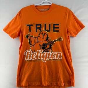 0928 True Religion Buddha Playing Guitar Graphic T-Shirt